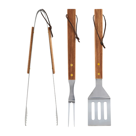 Nicolas Vahé Nicolas Vahé BBQ grill set 3 pieces Stainless steel-acacia