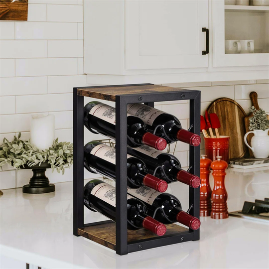 Colver 6 Bottle Tabletop Wine Bottle Rack in Rustic Brown