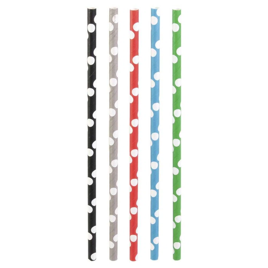 Novelty Printed Paper Straws (Pack Of 50) Bright Dots