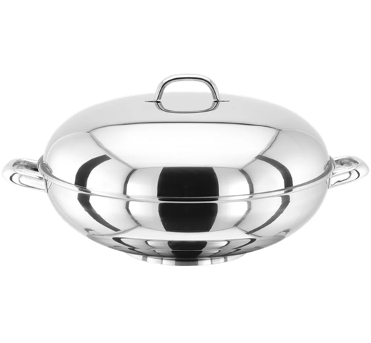 Stellar Speciality Cookware, 37cm 18/10 Stainless Steel Wok with Lid