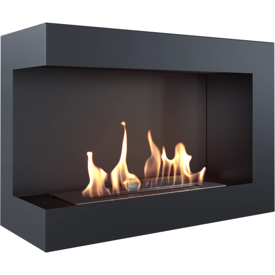 Corner Wall-Mounted Ethanol Fireplace Dorsey Black, Left-Sided