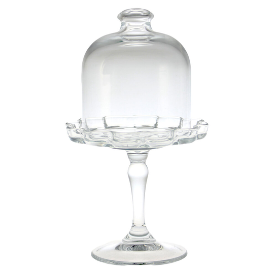 Pasabahce Small 19cm Glass Cupcake Party Candy Plate Display with Bell Top Lid