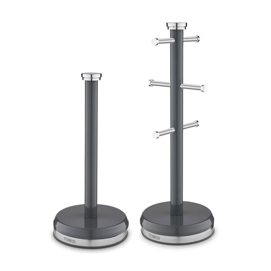 Tower T826172GRP Belle Mug Tree and Towel Pole Set, Stainless Steel