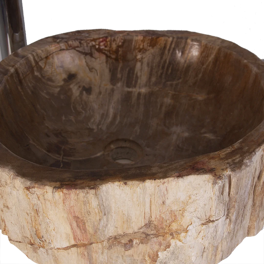 Géminis Natural Stone Oval Bathroom Sink with Overflow