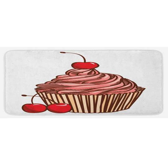 Candie Cupcake Delicious Cake with Cherry Kitchen Mat