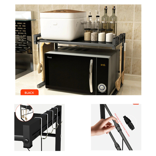 2 Tier Over Microwave Oven Shelf Storage Solution Organiser Stand Utensil Holder