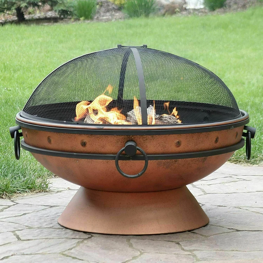 Mckinnie 60Cm H x 76Cm W Cast Iron Outdoor Fire Pit with Lid