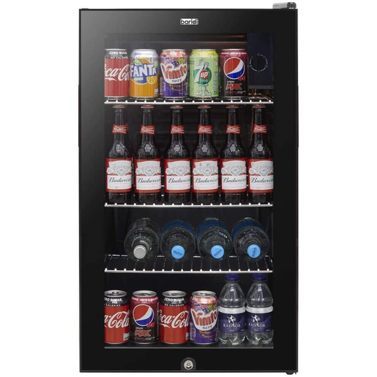 Baridi 80 Litre Beer Fridge | Mini Fridge Wine Cooler with Thermostat, Lock & Key, Black
