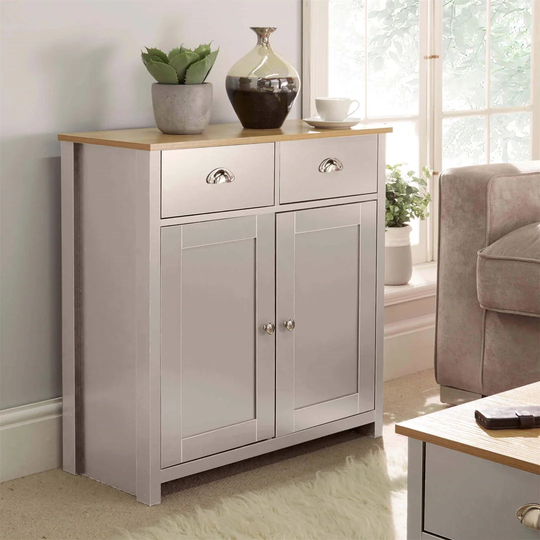 Jazz 81Cm Wide 2 Drawer Oak Solid Wood Sideboard
