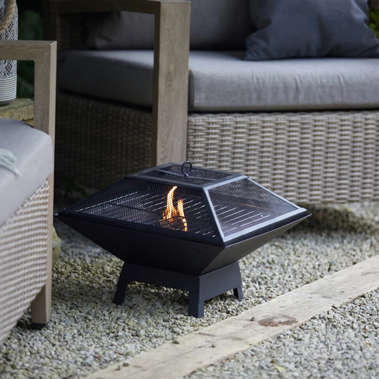 Aguta 34Cm H x 45Cm W Steel Wood Burning Outdoor Fire Pit with Lid