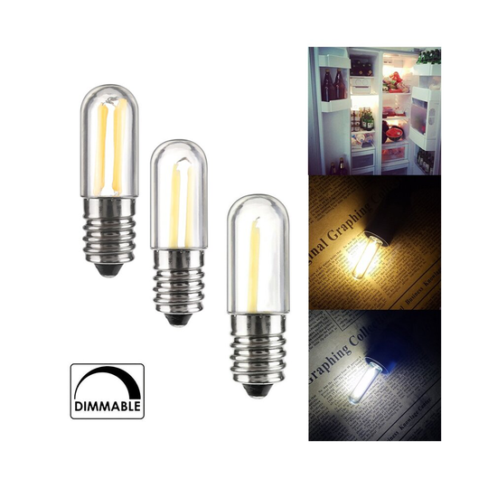 (E12 1W, Cool White) Mini E14 E12 LED Fridge Freezer Filament Light COB Dimmable Bulbs 1W 2W 4W Lamp