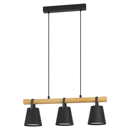 Metheny 3-Light Kitchen Island Modern Linear Pendant with Wood Accents