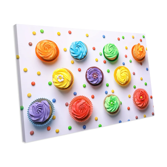 'Colourful Cupcakes Kitchen Decor' Photograph on Canvas