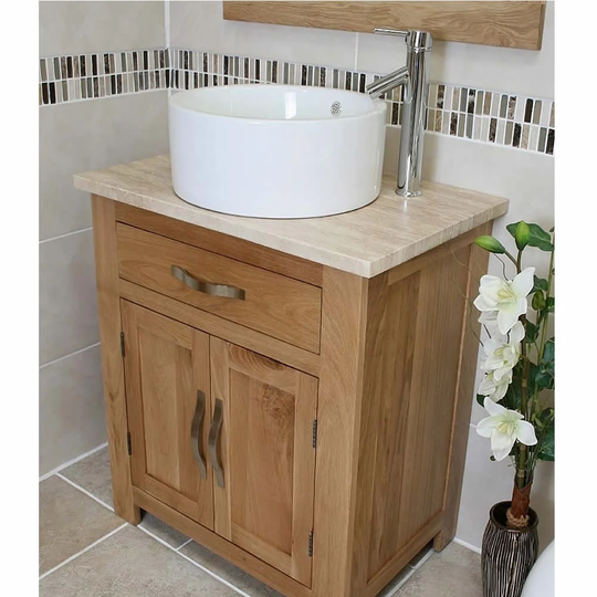 Deluca Solid Oak 750mm Free-Standing Vanity Unit