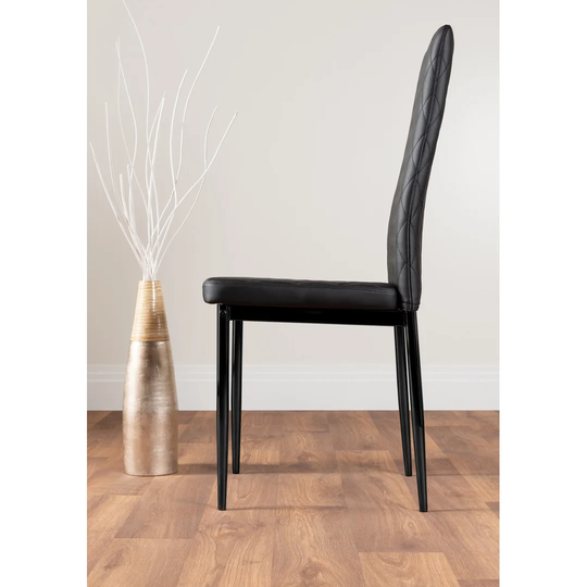 Novara Black Leg 120Cm Round Glass Dining Table & 4 Cappuccino Milan Black Leg Chairs