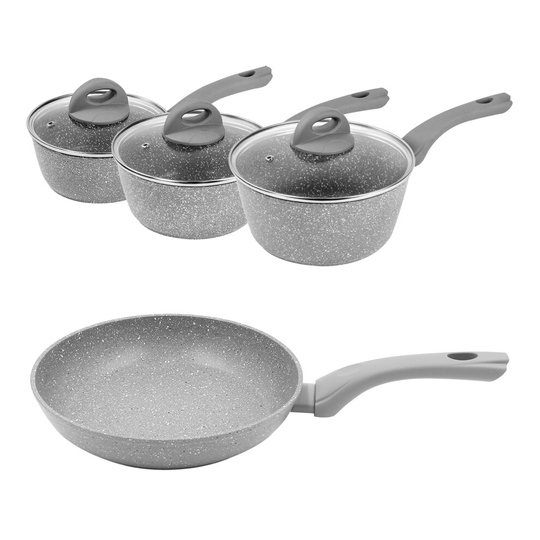 Blackmoor Home 67239 4 Piece Grey Pan Set / 4 Non-Stick Pans & 3 Lids